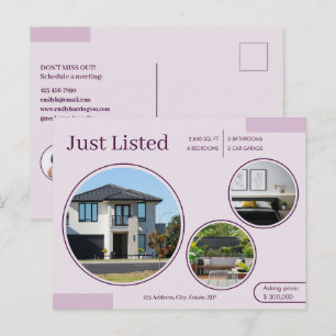 Feine Linien Nur gelisteter Immobilienmakler Pink Postkarte