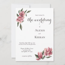 Feine Magnolia Rosa & Blush Einladung zur Hochzeit