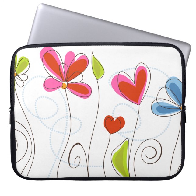 Feine Niedliche Coole Girly Retro Blumenmode Laptopschutzhülle (Vorderseite)