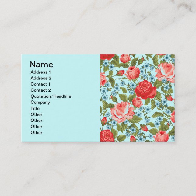 Feine Niedliche Coole Girly Retro Blumenmode Visitenkarte (Vorderseite)