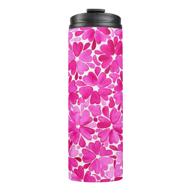 Feine rosa Blume Thermosbecher (Vorderseite)