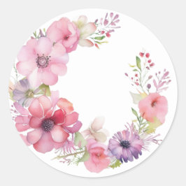 Feine rosa Blumenkleber Runder Aufkleber