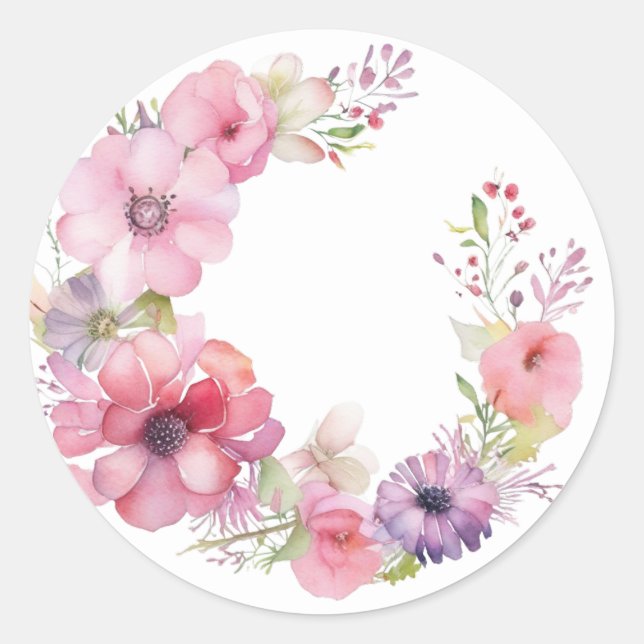 Feine rosa Blumenkleber Runder Aufkleber (Vorderseite)