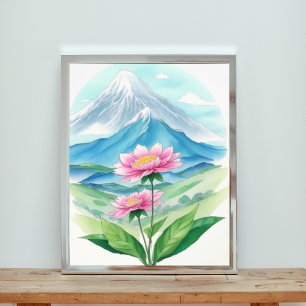 Feine rosa Blüten, die das Vista-Gebirge verkörper Fotodruck