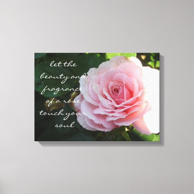 Feine Rosa Rose mit Sprichwort Leinwanddruck (Vorderseite)