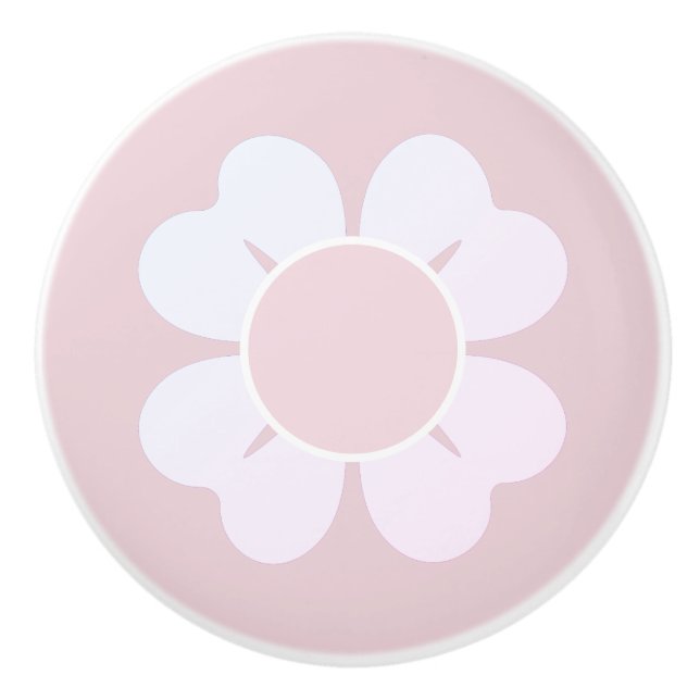 Feine rosa und weiße Blume Keramikknauf (Vorderseite)