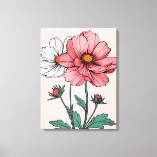 Feine rosa und weiße Blume Leinwanddruck