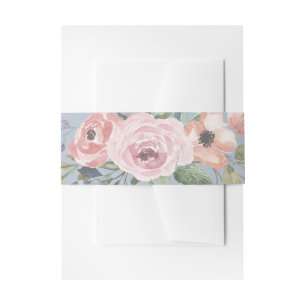 Feine Rose Light Blue Floral Einladungsbanderole