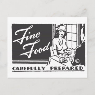 Feine Speisen sorgfältig zubereitet Postkarte