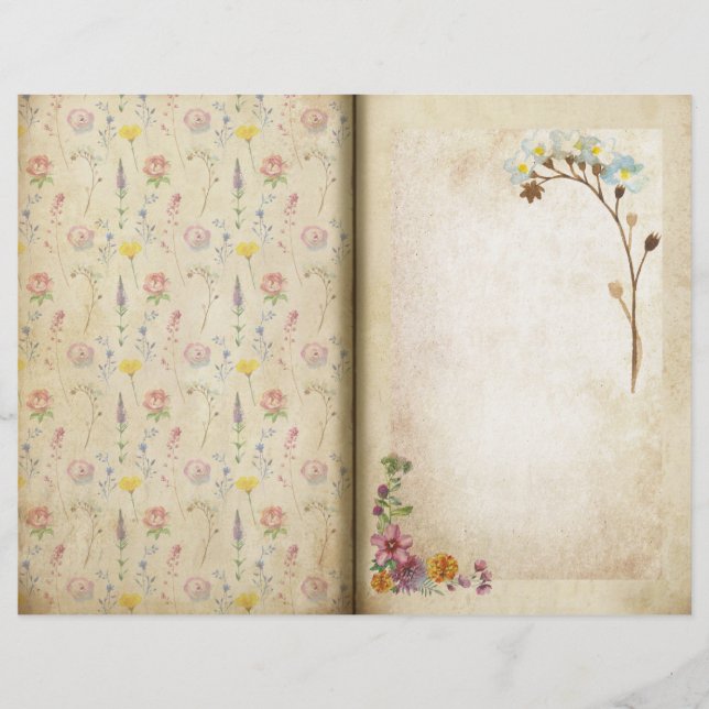 Feine Vintage Zeitschrift mit floraler Schrift (Vorderseite)
