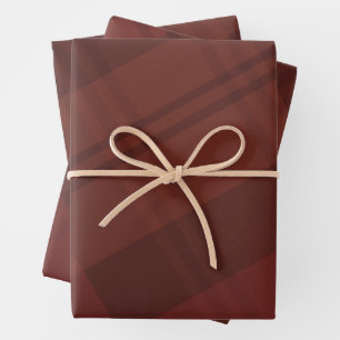 Feiner Maroon karierter Urlaub Geschenkpapier Set