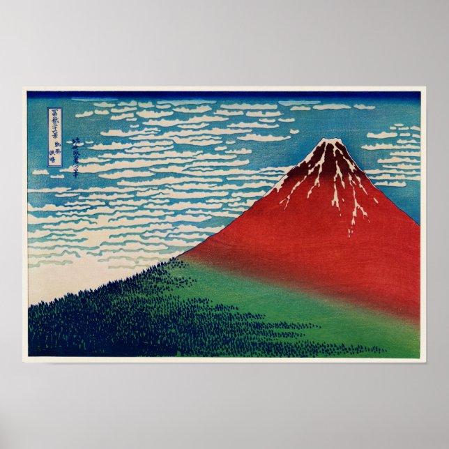 Feiner Wind, klares Morgens von Katsushika Hokusai Poster (Vorne)