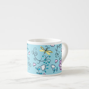 Feines Aqua-cooles niedliches Girly Retro Blumen Espressotasse