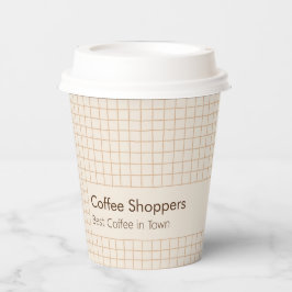 Feines, cremefarbenes, braunes Muster mit Logo Pappbecher