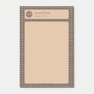 Feines, cremefarbenes, braunes Muster mit Logo Post-it Klebezettel