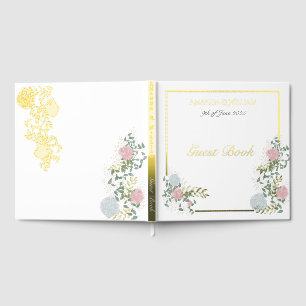 Feines florales Aquarell-Hochzeitsgästebuch in Gol Gästebuch