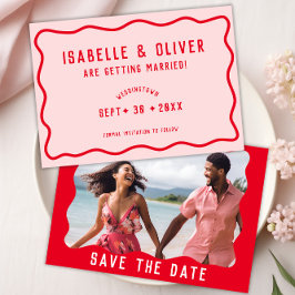 Feines, hellrosa, rosa, gequigges, wavy Retro-Foto Save The Date