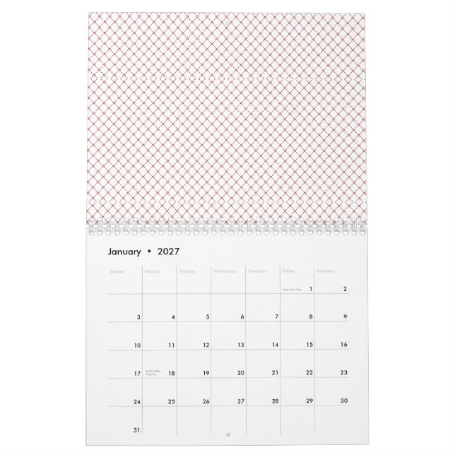 Feines, mehrfach wiederholtes, rautenförmiges Masc Kalender (Jan 2027)
