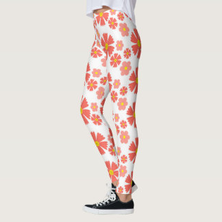 Feines rosa, blühendes Design auf weißer Basis Leggings