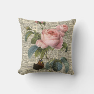 Feines, rosa, rosa und Vintages Wörterbuch Kissen