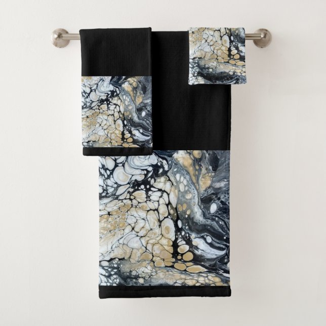 Feines Schwarz-Weiß-Set im Badezimmer Handtuch Badhandtuch Set (Insitu)