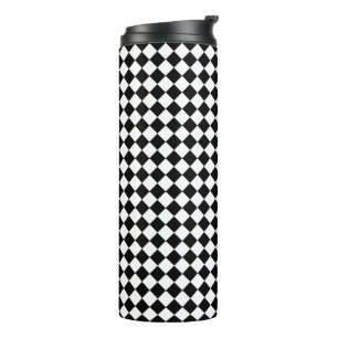 Feines Schwarz-Weiß-Zickzack Muster Thermosbecher