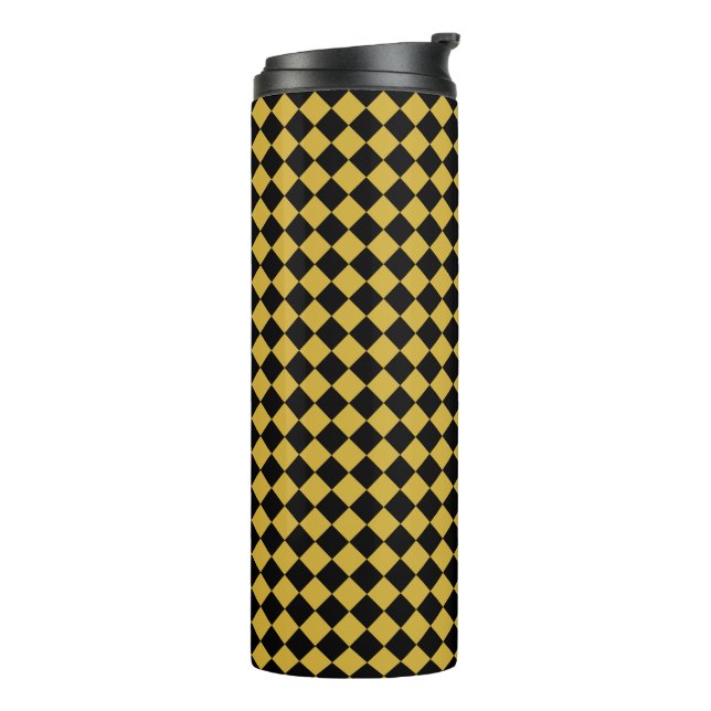 Feines Schwarz-Weiß-Zickzack Muster Thermosbecher (Nach links gedreht)