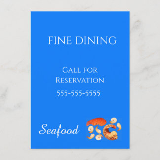 Feines Seafood-Dining individuell anpassen Blaues Menükarte