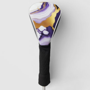 Feines trendy lila-gelbes Gold-Imitat-Marmor Golf Headcover