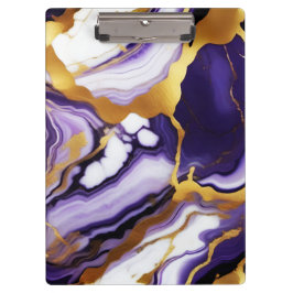 Feines trendy lila-gelbes Gold-Imitat-Marmor Klemmbrett