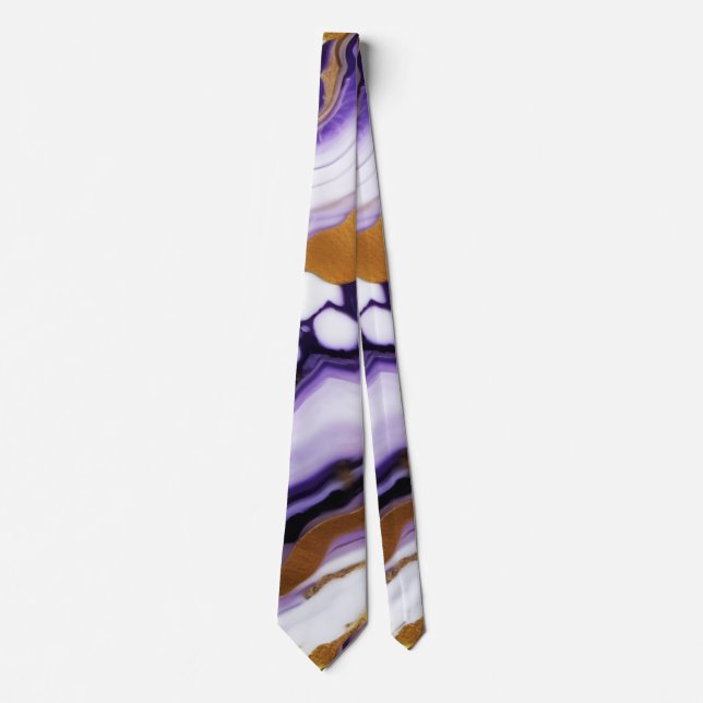 Feines trendy lila-gelbes Gold-Imitat-Marmor Krawatte (Vorderseite)