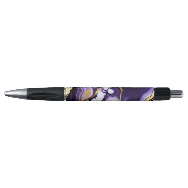Feines trendy lila-gelbes Gold-Imitat-Marmor Kugelschreiber (Vorderseite)
