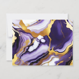 Feines trendy lila-gelbes Gold-Imitat-Marmor Postkarte