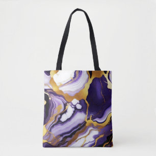 Feines trendy lila-gelbes Gold-Imitat-Marmor Tasche