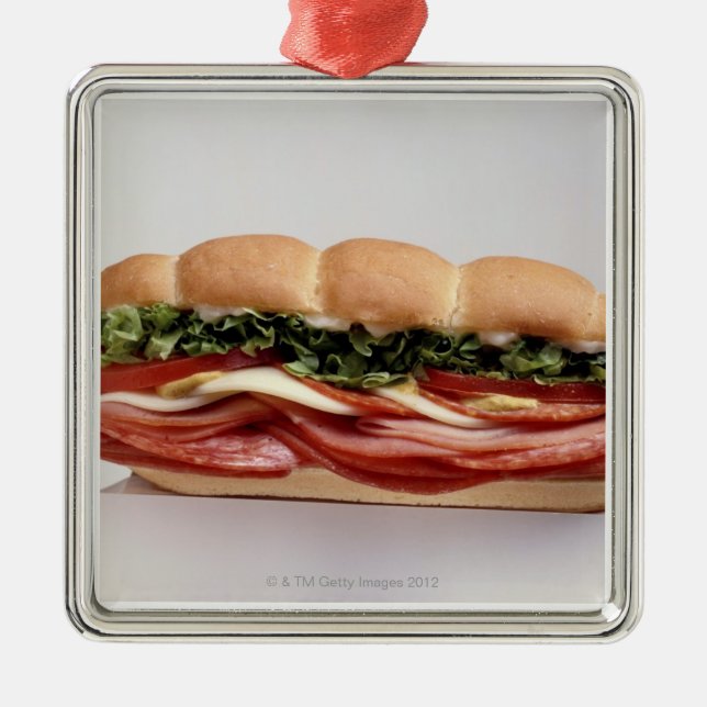 Feinkostgeschäftsandwich Silbernes Ornament (Vorne)