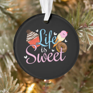 Feinschmecker Life is Sweet Baking Quote - Cupcake Ornament