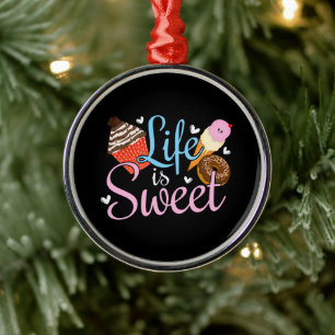 Feinschmecker Life is Sweet Baking Quote - Cupcake Ornament Aus Metall