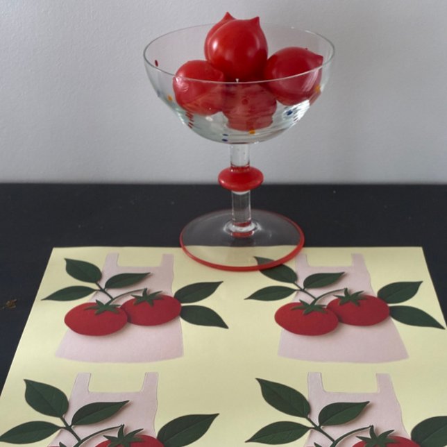 Feinschmecker Lovers Packpapier — Schürze und Toma Geschenkpapier Set (Tomatoes fresh from the home kitchen or orchard gift wrap for a recipe book or wrapping for products)