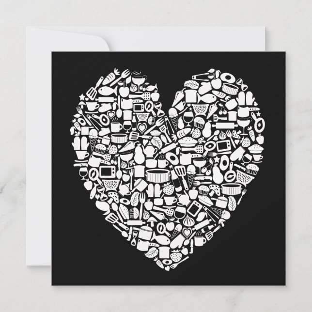 Feinschmecker Moderne Schwarz-Weiß-Hochzeit Einladung (Vorderseite)