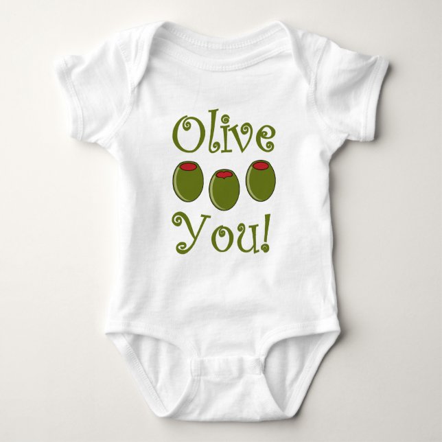 Feinschmecker Olive You Baby Strampler (Vorderseite)