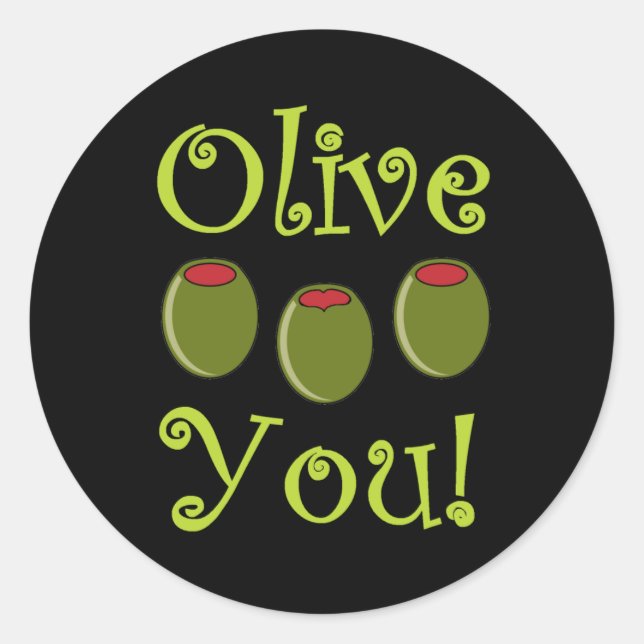 Feinschmecker Olive You Runder Aufkleber (Vorderseite)