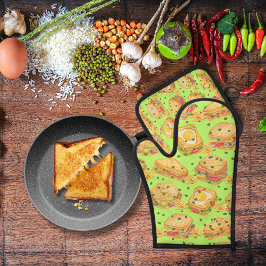 Feinschmecker-Sandwiches und Pommes frites Kalkgrü Ofenhandschuh & Topflappen-Set