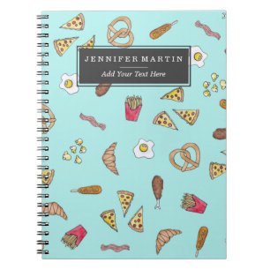 Feinschmeckerwatercolor-Illustrations-Pizza brät Notizblock