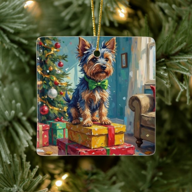 Feisty Australian Terrier King of Christmas Gifts  Keramikornament (Baum)