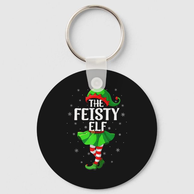 Feisty Elf Weihnachten Mädchen Frauen Elf Squad Xm Schlüsselanhänger (Vorderseite)