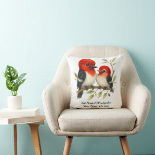 Feisty Red-kopfender Woodpecker Kissen