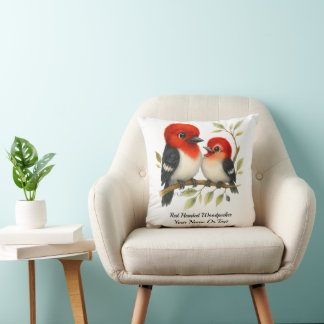 Feisty Red-kopfender Woodpecker Kissen