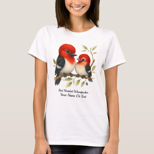 Feisty Red-kopfender Woodpecker T-Shirt (Vorderseite)