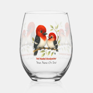 Feisty Red-kopfender Woodpecker Weinglas Ohne Stiel