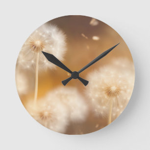 Feld aus warmer Löwenzahnlicht Runde Wanduhr